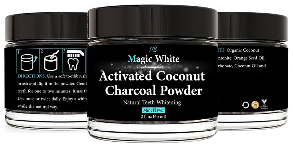 TEETH WHITENING Magic White Teeth Whitening Charcoal Powder Magic White is derived from the highest-quality coconut source.
