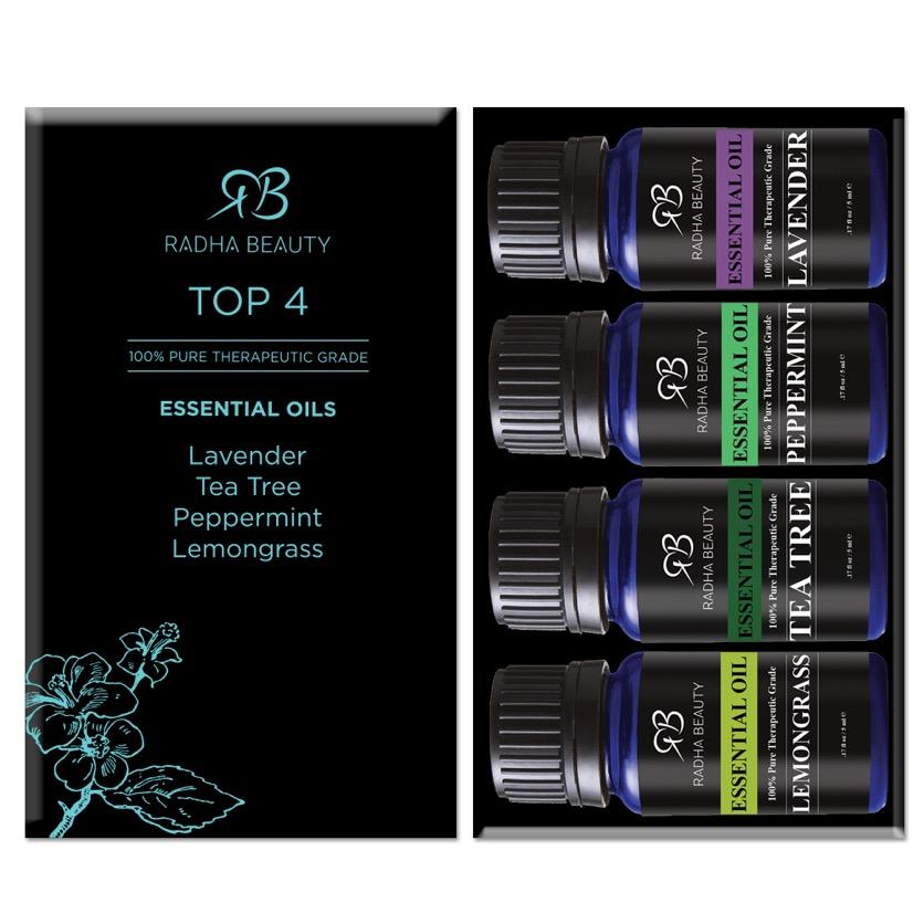 AROMATHERAPY OILS Top 4 Oil Set Our Top 4 Essential Oil Set has 4 (10 ml each) essential oils that can be used for aromatherapy, custom massage and body oils, diffusers,