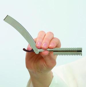 The straight razor or shaping razor is a versatile tool that can be used for an entire haircut, or for detailing and texturizing.