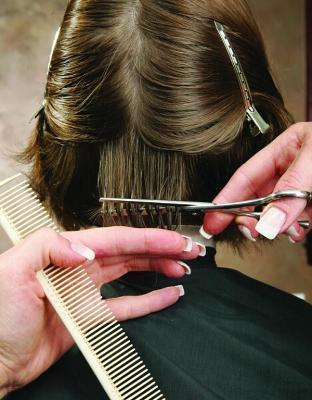 Carving is a version of slicing that creates a visual separation in the hair. It works best on short hair (1-1 2 to 3 inches, or 3.75 to 7.5 cm, in length).