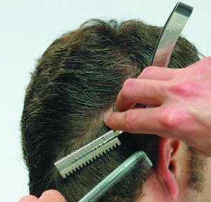 Slicing the Perimeter Razor-over-comb. In this technique, the comb and the razor are used on the surface of the hair.