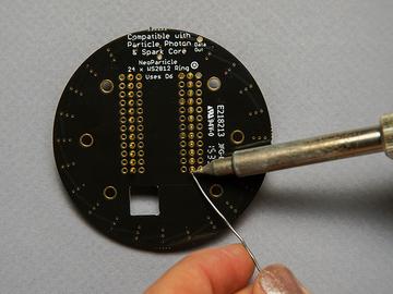 Solder all pins on the reverse side being careful not to create
