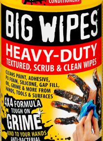 The scrub face of the wipe removes even the most stubborn grime, while the smooth face absorbs any excess. Ideal for tradespeople on the move. For best results, clean spills immediately.