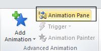 Animation табын Advanced Animation бүлэгт байрлах Animation Pane товчийг дар.
