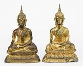 Pair: 3" x 6.5" Approx. Selling Time: 10:30 AM 3060 A MING DYNASTY BRONZE BUDDHA FIGURE.
