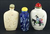 Selling Time: 12:22 PM 3288 FOUR GLASS SNUFF BOTTLES.