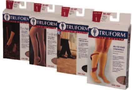 Sizing for TRUFORM support hosiery is determined by combinations of and length measurements,