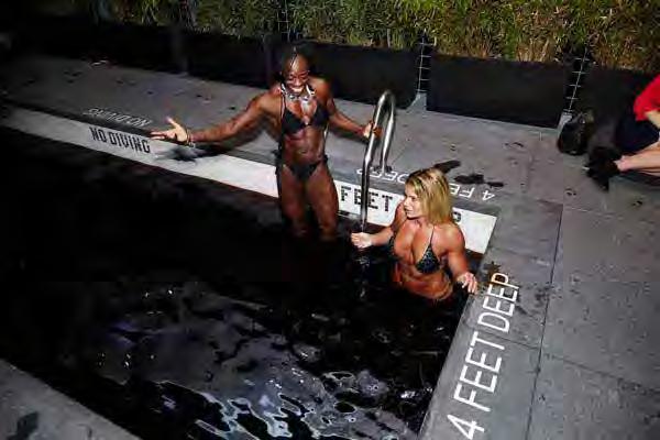Diving off the deep end Female bodybuilders take a dip in diet cola.