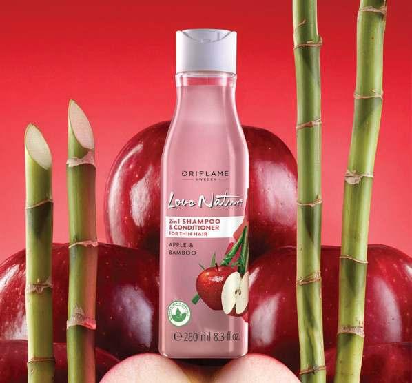 2 34097 2 300 1 250 3 BP APPLE & BAMBOO: LYCHEE & GREEN TEA: STRENGTH ADD VOLUME NEW OF YOUR HAIR Combination of Love Nature Shampoo for Fine Hair Green natural green tea and lychee restores, takes