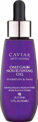 CAVIAR Omega [+] Nourishing Oil A rich anti-aging treatment oil that contains a highly concentrated dose of Omega-3 and C22 Fatty Acids, which deeply nourish to transform hair.