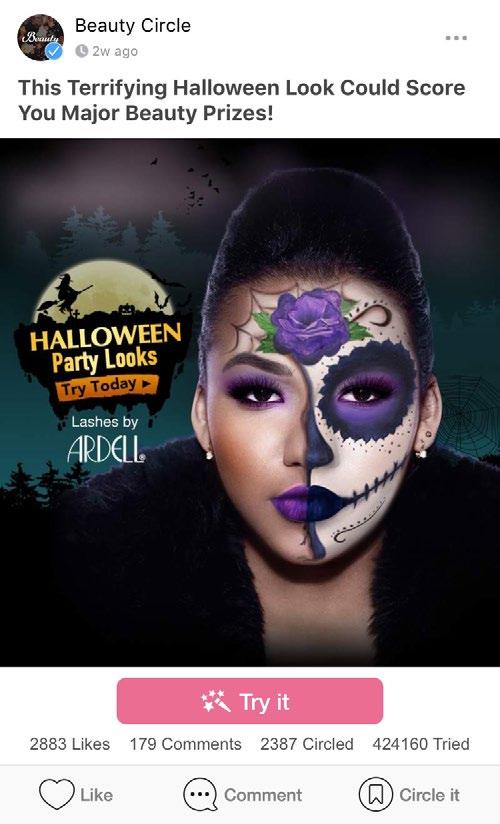 different looks plus competitions to win products. YouCam, the make-up selfie app, created eight Halloween looks that could be tried on virtually.