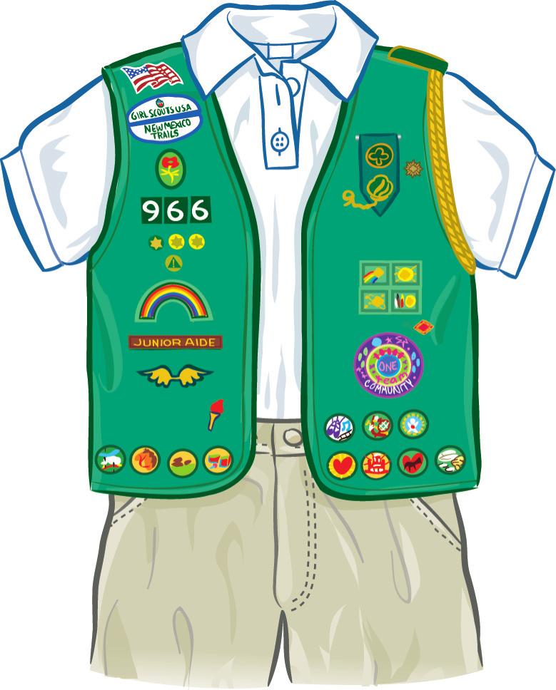 Girl Scout Junior Vest 0. Junior Insignia Tab. Girl Scout Pin (traditional or contemporary). Bronze Award Pin. Membership Numeral Guard A. Sign of the Rainbow B. Sign of the Sun,, A, B, C, D C.