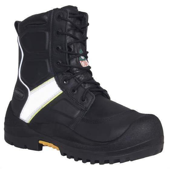 leather OUTSOLE: Acid- and oil-resistant rubber TOE: Composite safety FEATURES: Metal-free construction