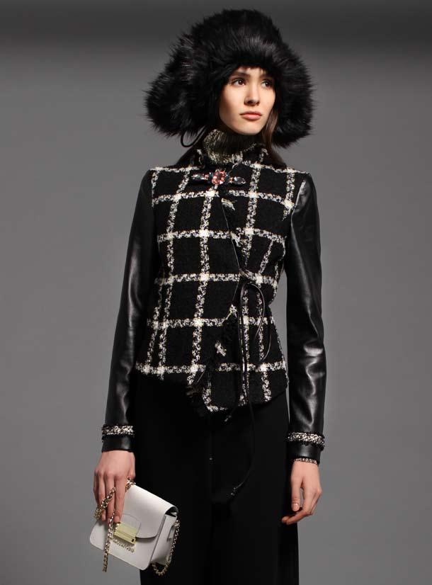 100 fitted tweed jacket with trims xga5161c1 - faux fur collar