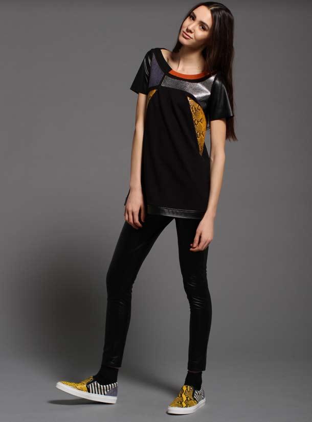 26 top with leather details xts5133c1 - leggings with