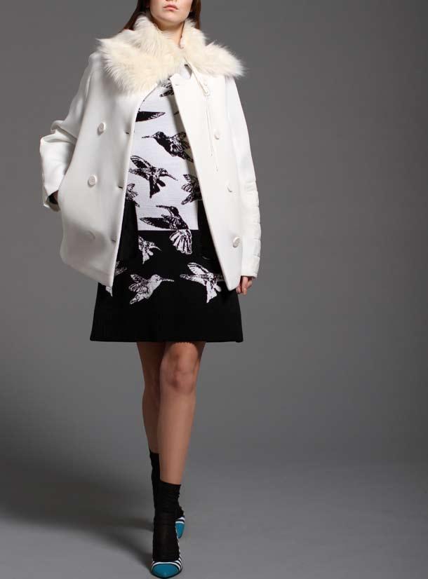 30 coat with faux fur collar xgw5005c1- fine knit dress
