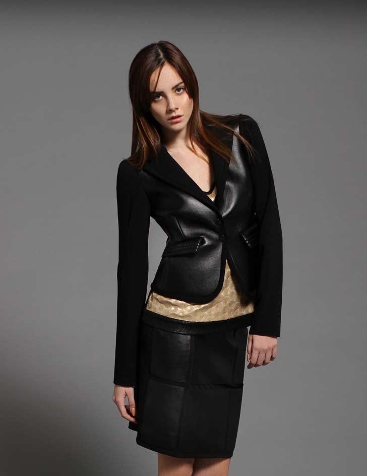 fitted blazer with imitation leather studs xga5010c1 gold