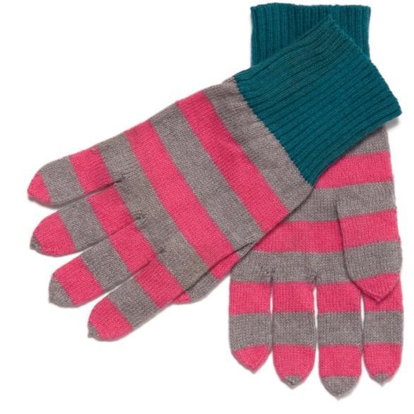 PISTOL GLOVES AW12KN22 Stripy gloves Pink/grey stripe: