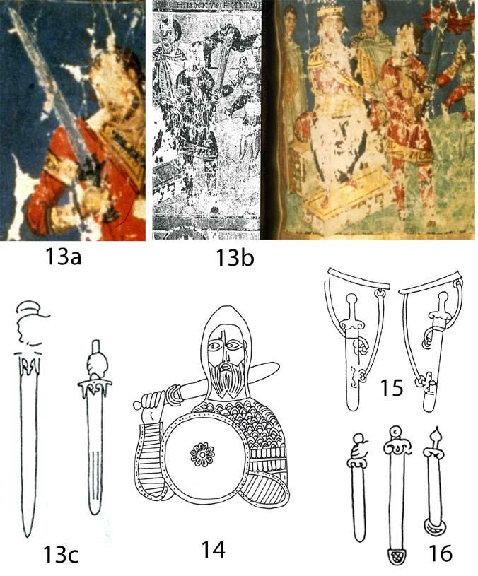 124 Valeri Yotov Plate V. Arts parallels 13-a, b, c. Two drawings in the illuminated Byzantine manuscript of St. Gregory of Nazianzus, dated ca 880 14.