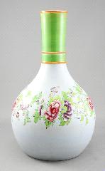 $200 - $400 Lot # 455 455 456 Japanese floral pattern green enamel vase, height 10".