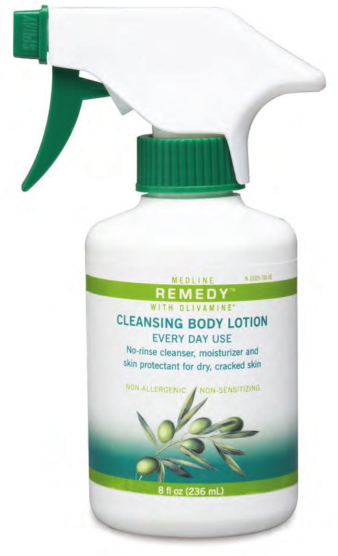 75763_Remedy_update_5-5-2010_tk1_2009 6/30/10 3:28 PM Page 6 Remedy Cleansing Body Lotion No-Rinse Cleansing Body Lotion moisturizes and provides light protection from incontinence.