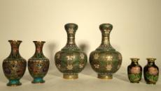 Also included: Pair of enamel metal vases. Also included: Pair of enamel metal vases. The biggest: H: 26.5 cm - 10.