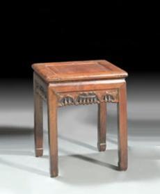 1009 QING DYNASTY (1644-1912) A square «corner-leg» STOOL, with openwork
