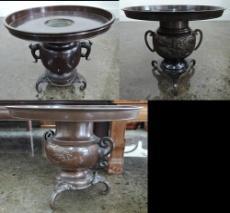 Also included: Brown lacquered wood container. The largest: H: 25.5 cm - 10 ' D: 25.
