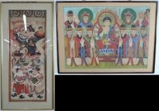 25 " 1082 FOUR PAINTINGS KOREA Painting made with natural pigments and mounted on silk. Korea.