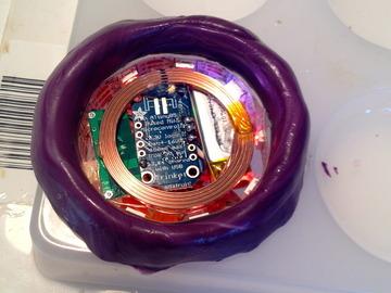 Set your electronics inside the mold with the induction coil at the top and the LEDs lining the edges.