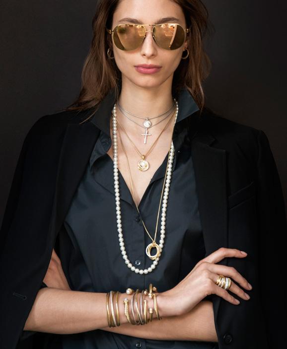 Walk of Fame All tiers, no fears. Necklaces of varying lengths add a chic insouciance to daytime flair. Stacks of bangles and cuffs bring the edge.