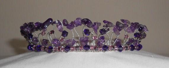 com/listing/96694711/stunning-lilacfroth-tiara Simple but elegant tiara made with Genuine Amethyst chips and Swarovski Crystals.