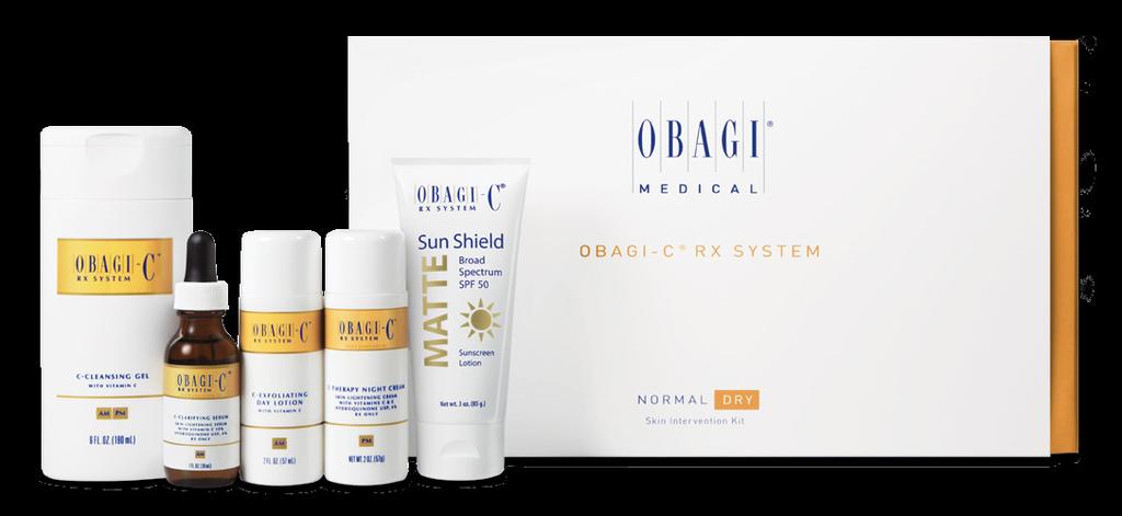 Obagi-C Rx RXSystems Systems Obagi C-Rx System Obagi C-Rx System Normal to Dry C-Cleansing Gel (6 FL. OZ.) C-Clarifying Serum Normal to Dry (1 FL. OZ.) C-Exfoliating Day Lotion (2 FL. OZ.) Rx ONLY C-Therapy Night Cream (2 OZ.