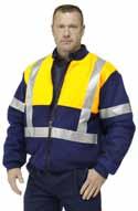 4:2010 Garments are manufactured to meet the Hi Vis Two Toned Waist length Bluey Jacket with Tape Flannelette lined Ribbed elastic