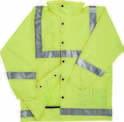 High Visibility Safety Apparel Wet Weather Garments Hi vis oxford PU breathable jacket with tape High neck collar with