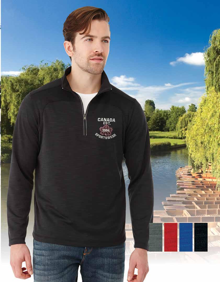 Meadowbrook FLEECE 100% ntibacterial polyester knitted marl quarter zip with coverseam stitching detail.