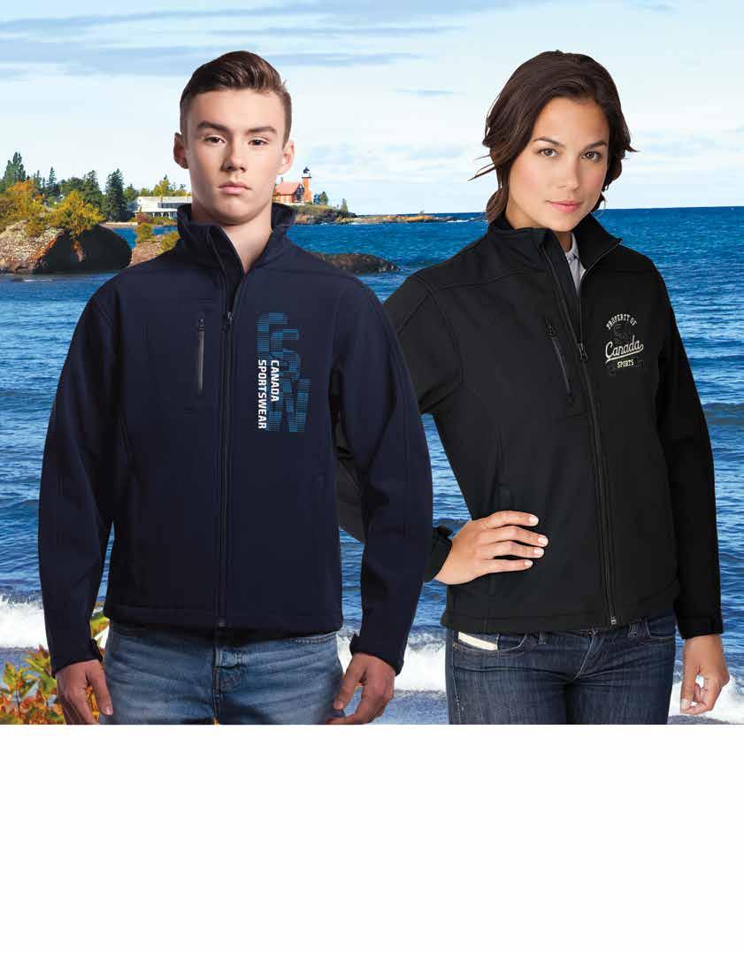 Navigator SOFT SHELL JCKET Polyester / spandex 3-layer bonded fleece softshell. ctive stretch, breathable, wind and water resistant properties. djustable tab closure on cuffs.