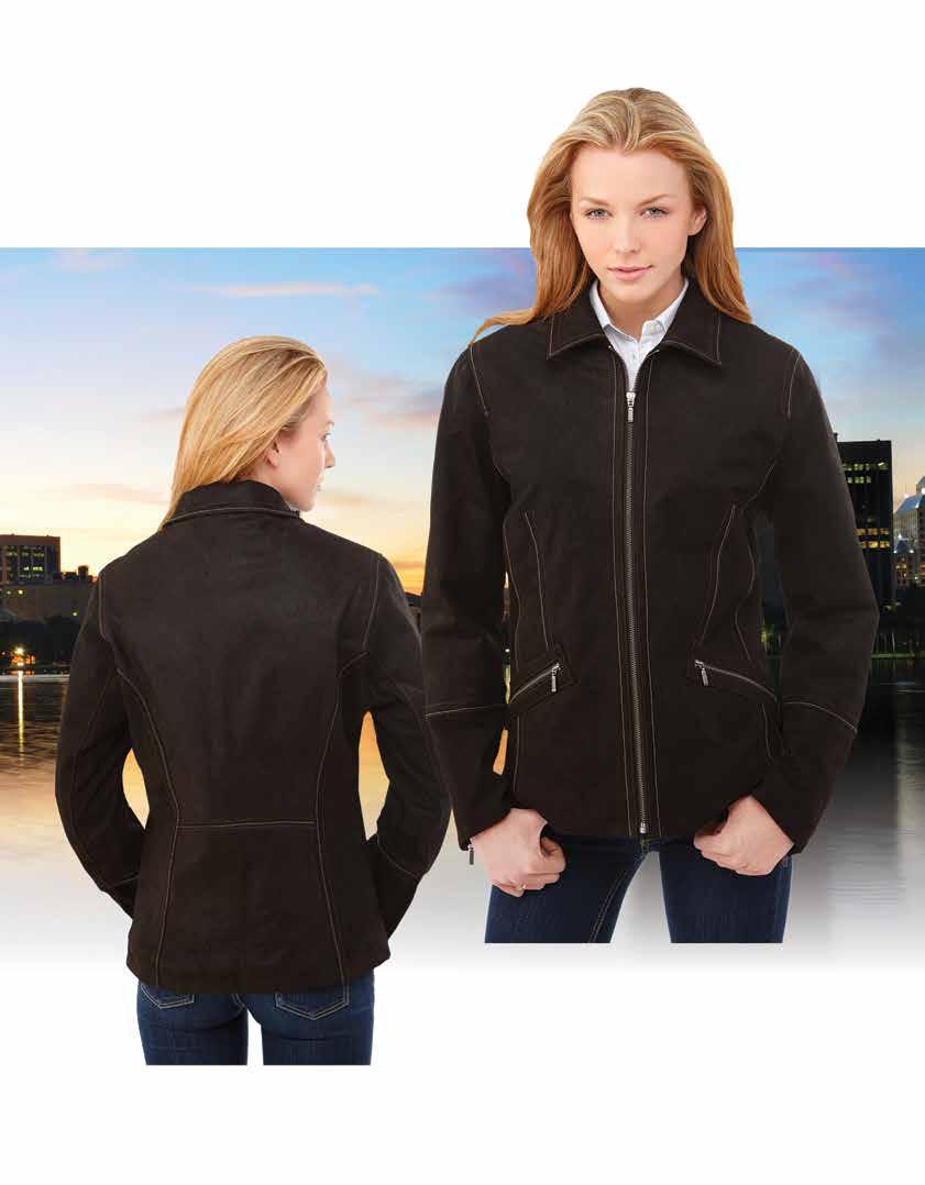 LETHER JCKET Fully insulated hip length leather jacket, Textured leather with tonal contrast stitch detail.