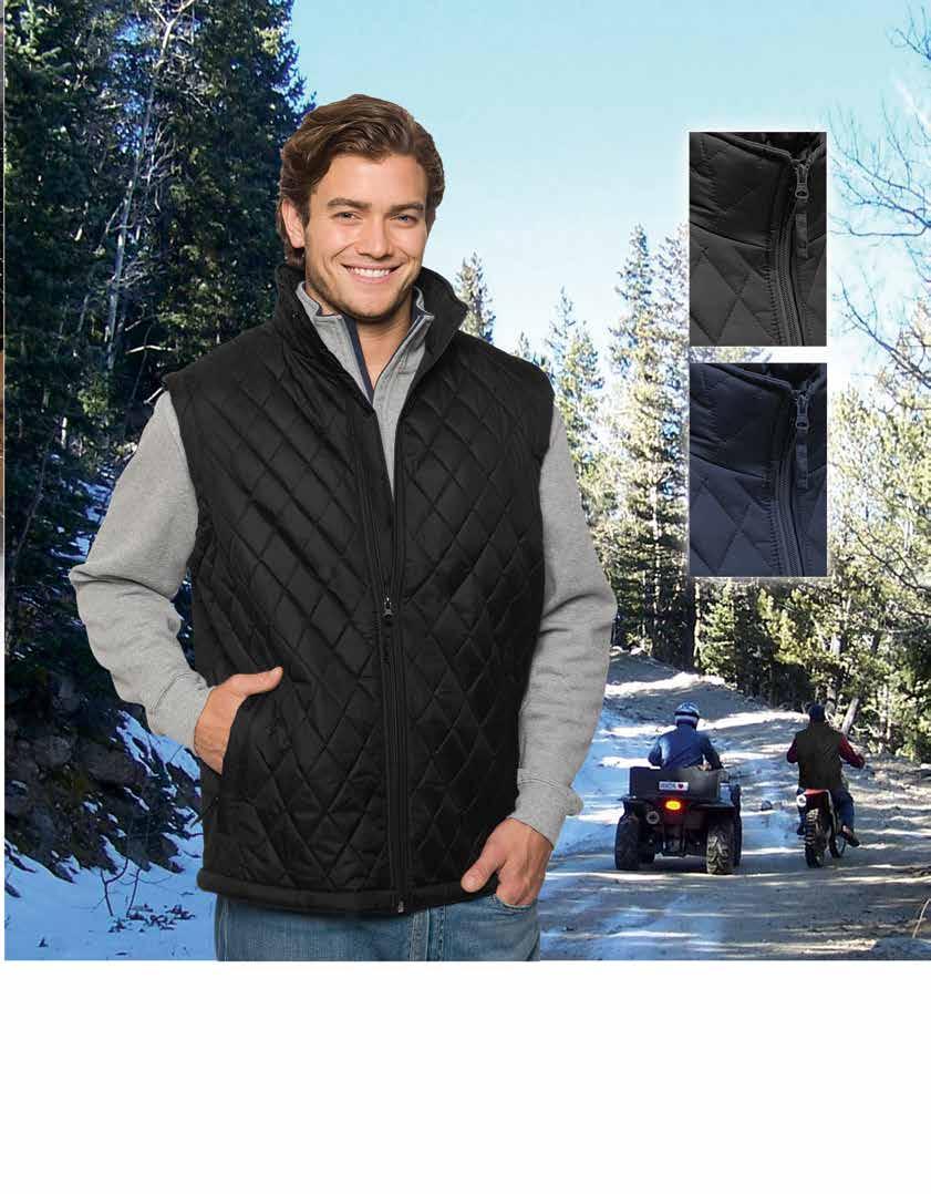 Black Navy POLYESTER QUILTED INSULTED VEST 100% polyester diamond quilted with 100% polyester lining and padding.