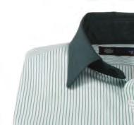 Classic UniWeave stripes mean business Contrast Collar 4.25 oz. 65/35 poly/cotton poplin. Colors: White/Red (15), White/Blue (16), White/Brown (37), White/Lt.
