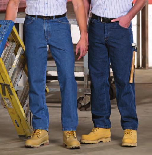 reliable, rugged, and built for work UniFirst HD Denim Relaxed Fit Jeans Relaxed fit with five-pocket styling. Riveted stress points and bartacked at seams. Large leg openings for boots.