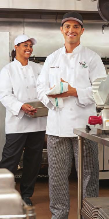 FOOD SERVICE APPAREL 10-Button Full Sleeve Chef Coat 2531 Chef coats 10-Knot 3/4 Sleeve Chef Coat 2537 UniWear 10-Knot 3/4 Sleeve Chef Coats Double-breasted front with white knots and left chest