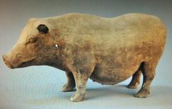 136. Inventory number: YG4069 Object title: Painted figure of a sow Dimensions: Length 42.7cm; Height 25.