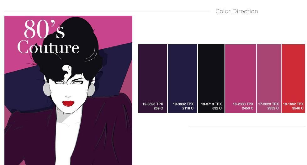 COLOR PREVIEW COLOR DIRECTION Patrick Nagel s signature illustrations from the 80's influences these sumptuous hues.