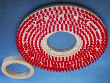 Nylon bristles are staple set in a molded plastic back. The trim is 1/2" offset to allow maximum penetration into the pad. When ordering pad holders, please specify your machine make, model and size.