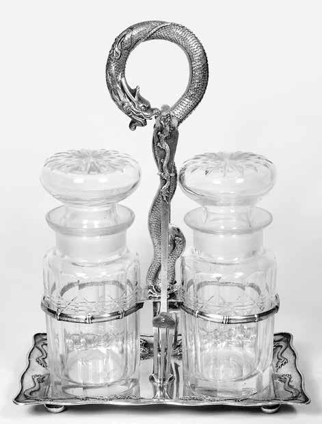 25. Chinese Export Silver Pickle Jar Set CA: LAST QUARTER 19TH CENTURY Comprised of a silver frame, glass