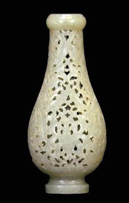 84 A Chinese Reticulated Jade Vase A Chinese Reticulated Jade Vase, 18th/19th century, of pear form, carved with a