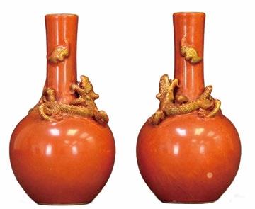 $600 - $800 130 A Pair of Chinese Iron Red Vases, 19th Century A Pair of Chinese Iron Red Vases, 19th Century, the bottle