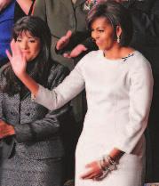26 while receiving the White house Christmas tree. Since then, she s been spotted in Kara ross designs six times, including at tuesday night s State of the union address by president obama.