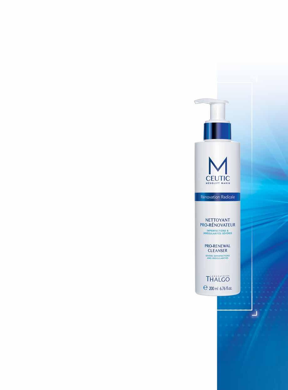 PRO-RENEWAL CLEANSER This exfoliating mousse enriched with revitalising marine minerals cleanses, unclogs pores, refines skin tone and gradually reveals the skin s radiance.